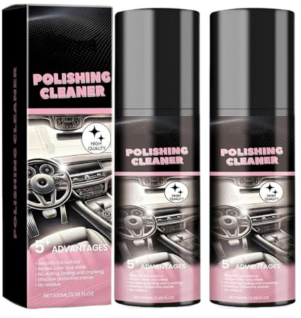 Polishing Cleaner Voiture | 2 Pièces Nettoyant Lustrant pour Intérieur Voiture | Car Interior Cleaner | Spray Protecteur pour Voiture | Spray Nettoyant for Éliminer Taches, Anti-adhérence Poussière