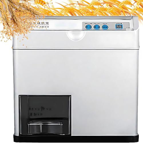 Automatic Rice Bran Separator, 500W Automatic Wheat Cereals Peeling Sheller with Pull-Out Box and Dual Speed Adjustment, 10 Seconds to Produce Rice, Electric Rice Milling Hulling Machine for Home