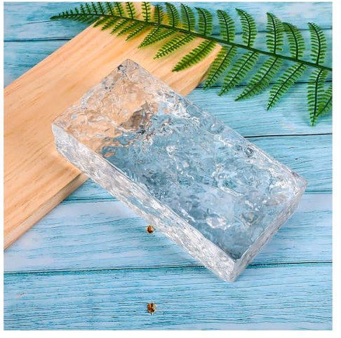 Zfmnoyev Brique De Verre Haute Transparence avec Texture Cristalline, Briques De Cristal Pleines Double Face, Briques De Cristal Rectangulaires Transparentes(Clair,200x50x50mm)