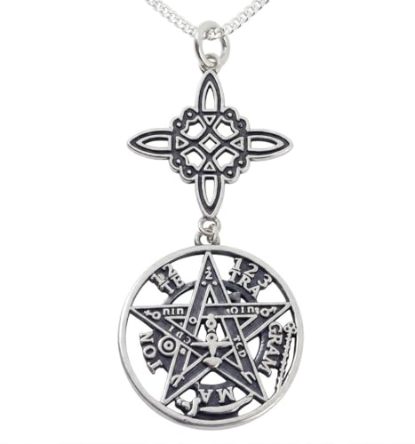 Only Faith Collana nodo di strega Tetragrammaton, argento Sterling 925, catena 45 cm, amuleto protezione