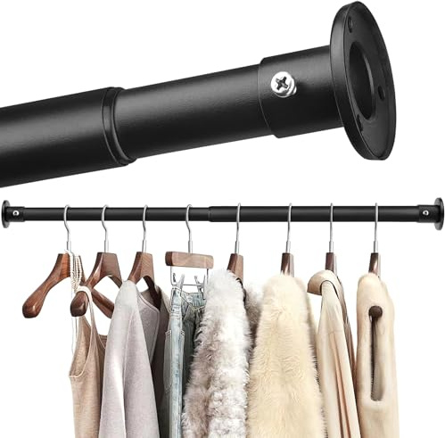 FIRJOY Tringle à Vêtements Extensible en Acier Inoxydable Barre de Penderie Extensible Tringle de Penderie Robuste Pour Chambre à coucher, Armoire, Salon(Noir, 40-160 CM)