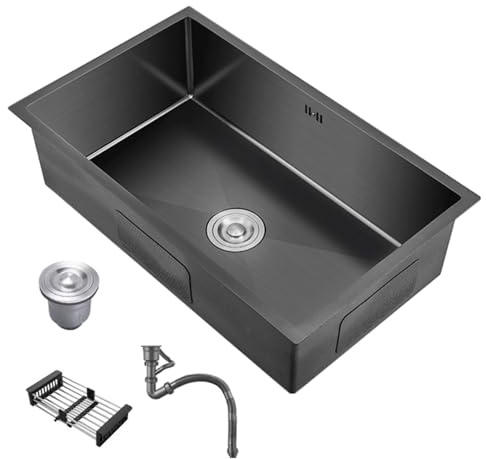 Fregadero De Cocina Bajo Encimera De Acero Inoxidable Con Escurridor – Fregadero Grande De Una Cubeta, De Barra, Para Balcón, Baño De Hotel, Lavabo Y Estación De Trabajo(70 * 40 * 22cm)
