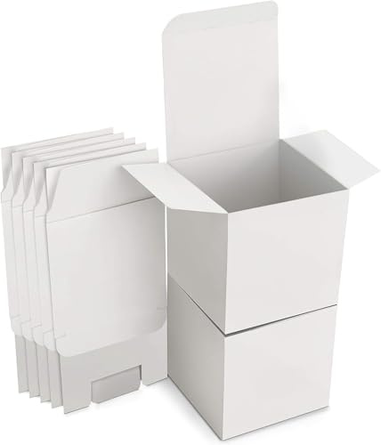 15 Stk Geschenkboxen Kraftpapier Weiß, Karton Schachteln 15 x 15 x 15 cm, Pappschachteln mit Deckel, Geschenkbox Quadratisch für Geschenke,Wiederverwendbar