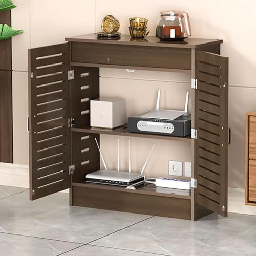 WBRSybUK Floor Standing Router Cabinet - WiFi Router & Modem Storage Box With Ventilation, Stylish TV Stand Hider For Set-Top Boxes, Cables Networking Gear(60 * 80 * 25cm)