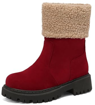 Generisch Slouch Botines para mujer de negocios cómodas botas de invierno para mujer, tacón de bloque de invierno, botines cálidos, botas de cuña, botas de vaquero, botas de mujer, botas casuales, O