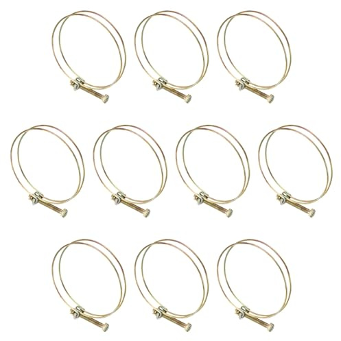 sourcing map 10pcs Adjustable Double Wire Hose Clamp 82-87mm Carbon Steel Wire Hose Clips Pipe Tube Clamps for Dust Collection Rubber PVC Pool Pump Hose