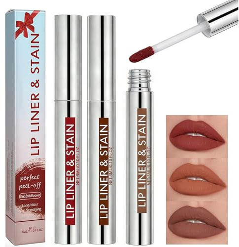 3 Colores Perfilador de Labios Despegable Peel Off,Delineador de Labios Impermeable y Larga Duración,Lip Tint Hidratante,Colores Vivos,Ideal para Maquillaje Diario y Regalo de Fiesta