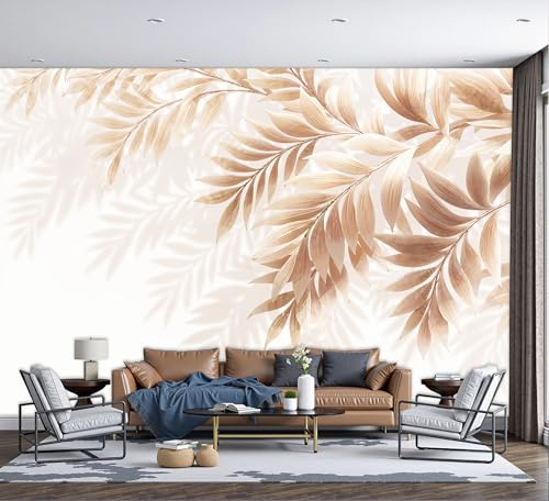 ZISTRCBAO Papier Peint Panoramique Feuilles De Palmier 250x175cm, Décoration Murale Plante Moderne Et Élégante, Papier Peint Soie Décoration Murale Moderne Pour Chambre Salon