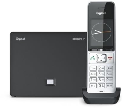 BasicLine IP + Comfort 500HX - Estación base para telefonía por Internet combinada con HX, calidad de voz HD, fabricada en Alemania, plateado/negro [Compatible con DE, IT, FR, NL, BE, ES, Che]