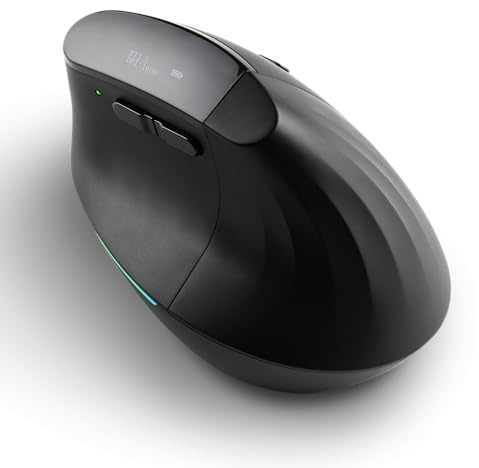 CSL ErgoGrip - vertikale Maus mit Statusdisplay, kabellos, bis zu 4000 DPI, 2,4 GHz Funk, Bluetooth, USB-C, aRGB, perfekt für Office PC, Laptop, Multimedia Computer