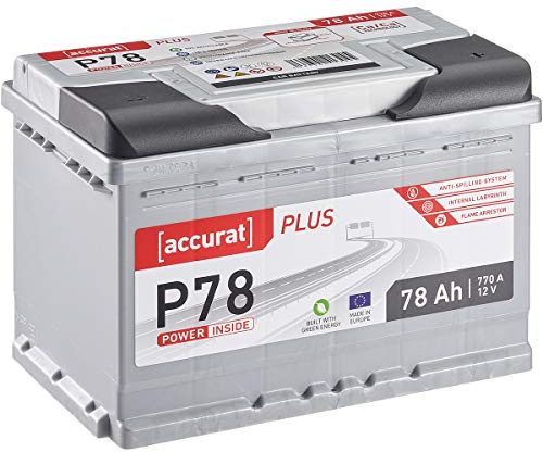 Accurat Plus P78 Autobatterie 12V 78Ah 770A KFZ PKW Starterbatterie | Wartungsfrei, Sicherheit, für Leistungsstarke Fahrzeuge, Längere Lebensdauer, Wohnmobil Camper