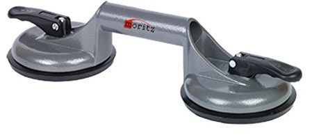 Moritz Saugheber 1 Stk. mit 2 Saugnäpfen 100 kg – Vakuumheber Glas Fliesen | Silbergrau, Aluminium-Korpus, Spezialgummi, Saugteller 12 cm, Feststellhebel, für Terrassenplatten, Laminat, Vinyl und Umzug
