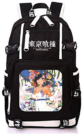 WANHONGYUE Tokyo Ghoul Anime Backpack Student Schultasche Laptop Rucksäcke Freizeittasche Daypack Schwarz-4