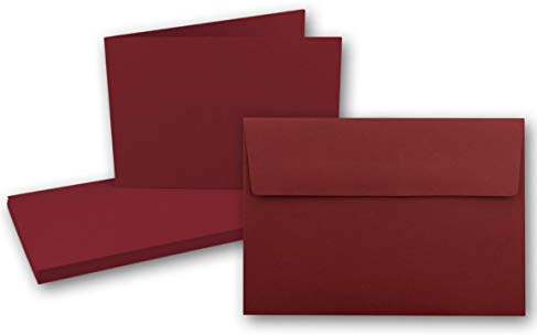 FarbenFroh by GUSTAV NEUSER 100x DIN A6 Faltkarten Set- Dunkelrot - Doppelkarten querdoppelt inkl. Umschlag mit Haftklebung - 10,5 x 14,8 cm - DIN A6 / C6