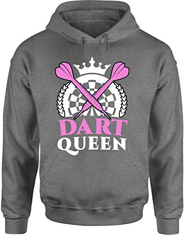 Dart Queen Hoodie Unisex Dart Spruch T-Shirt, Farbe: Grau, Größe: XXX-Large