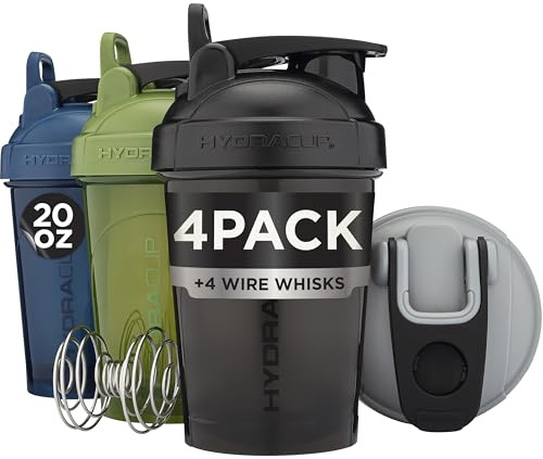 Hydra Cup - 4 PACK - Small 20 oz Shaker Bottles for Protein Shakes, Protein Shaker Bottle with Whisk, BPA Free Shaker Cups, Leak Proof Mini Shaker Bottle (OG Sport Mix)