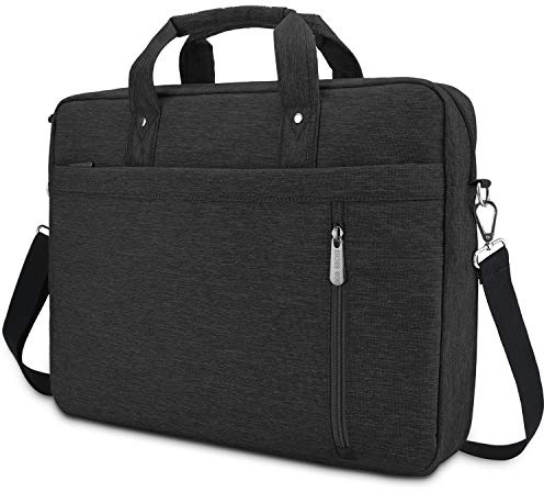 DOB SECHS Laptoptasche 17-17,3 Zoll Aktentaschen Notebooktasche Schulter Tasche für Uni Arbeit Business (Schwarz)