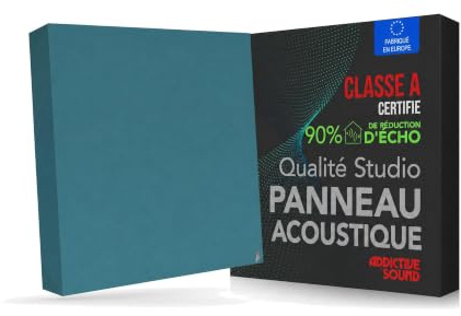 Addictive Sound Panneau Acoustique Mural Premium 50x50x11 cm, Vert de mer | Classe A · laine Isover · kit mur/plafond inclus