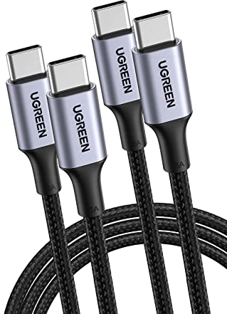 UGREEN 2Pack Cable USB C Carga Rápida PD 3.0 100W, Tipo C Compatible con MacBook Air, DELL, iPad iPhone 17 Pro Max Air/16/15 Plus Pro MAX, Galaxy S25 Ultra S24 S23, Pixel 9/8/7, etc. 1M