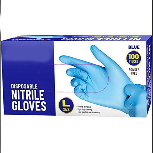 Zale Yardley Guanti usa e getta, 100 pezzi, guanti in vinile, multiuso, senza polvere, extra forti, non sterili, ambidestri, comodi, guanti in gomma industriale (L)