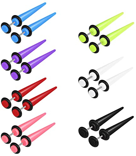 MicVivien 14 Pcs Acrylic Cheater Plugs Screw Ear Plug Earring Stud Stretcher Fake Taper Earring Expander Unisex 18 Gauge 1mm