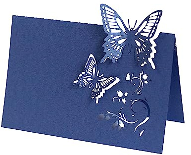 100 segnaposto con farfalle 3D, per matrimoni, compleanni, battesimi, lauree, feste, blu reale