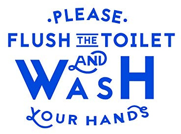 Vinyl Wall Art Decal - Please Flush The Toilet and Wash Your Hands - 16 x 22 - Modern Bathroom Sign for Home Kids Room Daycare School Store Restroom Decor Sticker (16 x 22, Blue)