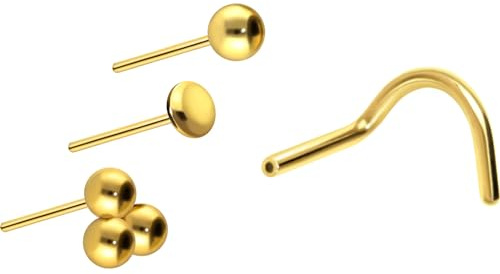 PIERCINGLINE Titan Nasenstecker Spirale mit Push Fit AUFSATZ 3er MIX Nasenpiercing Piercing Nase Stecker Farbauswahl