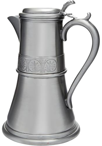 I LUV LTD Mittelalterlich Weinkrug 1,5pt Ausgießer mit Klappdeckel Antik Finish Geprägtes Mittelalterlich Inspiriertes Muster Band um das Zentrum Möglich für Gravur