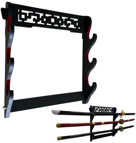 Dfdvye Schwerthalter Katana Wandhalterung 3 Tier Samurai Schwert Display Rack Wand Wakizashi Tanto Wandaufhänger Schwert Rack Schwert Stand Display