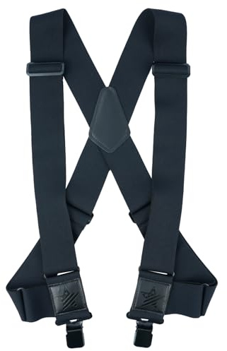KUNN Men's Suspenders Heavy Duty 2 Inch Side Clip Adjustable Elastic Braces Truck Style Work Suspender,Black