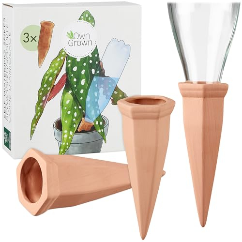 3X Wasserspender Pflanzen: Bewässerungssystem für konstante Pflanzen Bewässerung – Bewässerung mit PET-Flasche 250ml und 1000ml – bis zu 1 Woche Bewässerung – Pflanzen Gadget von OwnGrown