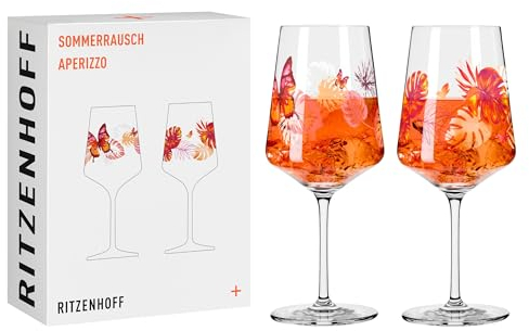RITZENHOFF 2849001 Bicchiere da aperitivo 500 ml - Set di 2 - Serie Summer Rush - Motivo farfalle - Made in Germany