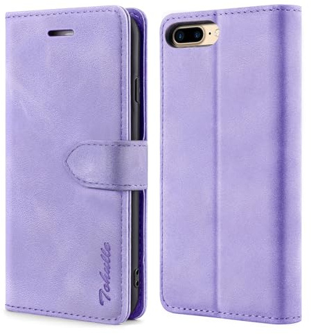 TOHULLE Case for iPhone 7 Plus iPhone 8 Plus, Premium PU Leather Wallet Case with Card Holder Kickstand Magnetic Closure Flip Folio Case Cover Compatible with iPhone 7 Plus/8 Plus - Purple