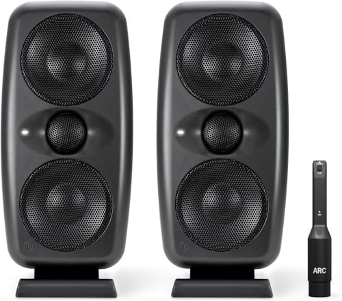 IK Multimedia iLoud MTM MKII (Pair Plus ARC mic) Compact Studio Monitor with Built-in ARC Room Correction, Speaker Emulation, 100W Power