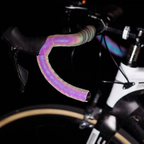 Alanmoship Reflektierendes Rennrad-Lenkerband, Farbwechsel-Klebeband mit rutschfestem PU + EVA-Material, 2150 x 30 mm, Schwarz, 2 Count