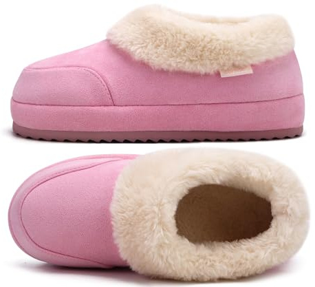 COFACE Tofflor damer varm vinter plysch fodrade stugskor kvinnor lammskinn päls tofflor bekväma tofflor 35, rosa, ROSA, 35 EU
