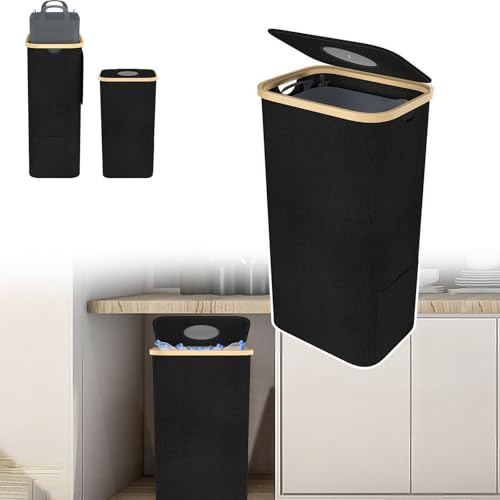 Froadp Récipient de collecte de bouteilles consignées - 97 l - Noir - Récipient de rangement vide pour la cuisine et le rangement - Grandes bouteilles consignées