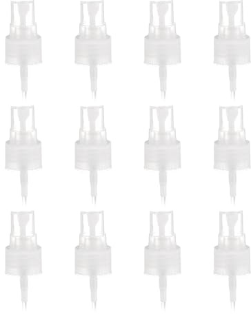 sourcing map 12 Pcs Clear Spray Top, 20/410 Fine Mist Sprayer Reusable Replacement Spray Bottle Pump Stripe Plastic Top for Cosmetic Perfume and Body Sprays Bottle