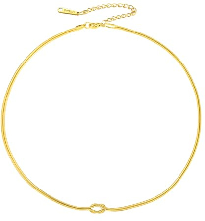 Amaxer Collier avec pendentif nœud d'amour double chaîne serpent celtique pour femme