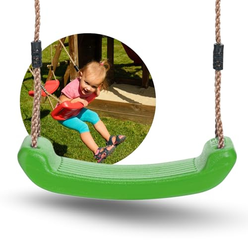 Spielturmking® Schaukel Garten Leonie - Kinderschaukel Outdoor Indoor - Schaukelsitz Kunststoff Schaukelbrett für Kinder zum Schaukeln - Brettschaukel - Höhenverstellbar - rutschfest (Apfelgrün)