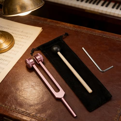 WYFCR Diapasón 128 hz, diapasón de silicona de aleación de aluminio, kit de herramientas de tratamiento de sonido de martillo y martillo de bolsa, tratamiento de sonido (rosa)