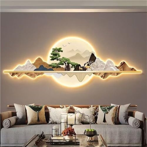 3D-Wandkunst-Dekor mit LED-Lichtern, Feng Shui, Wandbild, Skulptur, Gemälde für Zuhause, Eingang, Flur, Schlafzimmer – LED-Lichthintergrund, Wandbehang Dekoration