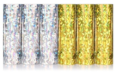 KarneLux Serpentinas 'oro/plata purpurina metálica' – Decoración para fiestas de cumpleaños, bodas y Año Nuevo – Paquete de 6