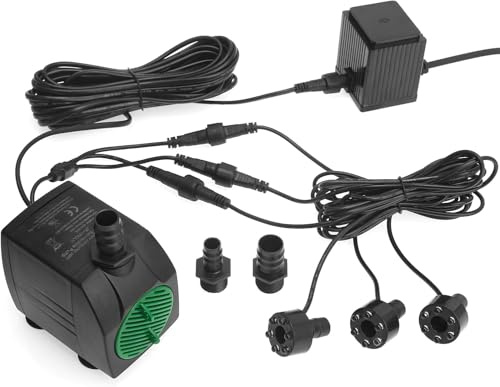 Springbrunnenpumpe mit 1x LED Spot Teichpumpe Wasserpumpe Bachlaufpumpe 12V (250LV)