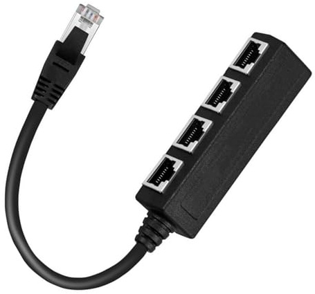 Qsvbeeqj Cable divisor Ethernet RJ45 Adaptador de red Divisor Ethernet 1 a 4 Cable adecuado para Adaptador de Conexión Ethernet Extensor Ethernet