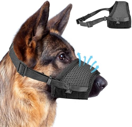 KineticKraft Dog Muzzle, Breathable Mesh Muzzle, XL Bully Muzzle, Durable Nylon Dog Muzzle with Adjustable Loop and Buckle, Mouth Cover for Anti-Biting Anti-Barking, Soft Mesh Muzzles for Large Dogs