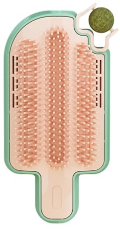 Wandmontiertes Fellpflegebürsten Set Für Haustiere – Eiscreme Design Verstellbarer Haarentferner Und Massagegerät Katzenbürste Mit Langen Borsten