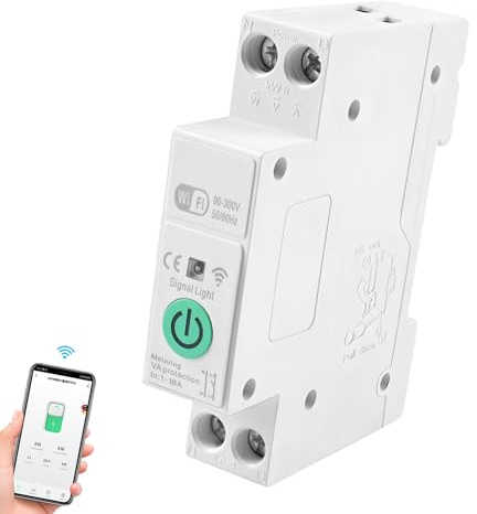 Oblinple WLAN Smart Schalter 1P Hutschiene für Smart Life, 16A | TUYA WIFI Leitungsschutzschalter mit Leistungsmessung Zeitschaltuhr für Smart Home mit Alexa Google Assistant