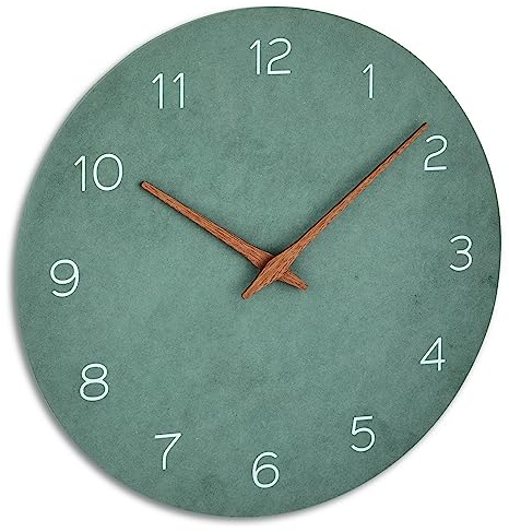 TFA Dostmann Wanduhr analog, 60.3054.04, in Holz-Optik, Quarzuhrwerk mit Langer Batterielaufzeit, jadegrün, MDF Holzfaser, (L) 297 x (B) 45 x (H) 297 mm